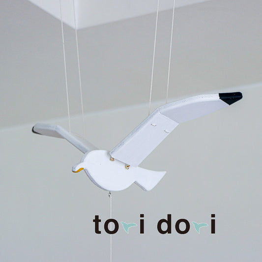 白 木製バードモビール 【tori dori とりどり】|アップサイクル × 北欧風インテリア|Mata,